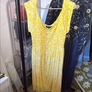 Lane Bryant Yellow Pleated Tie Front Midi Sundress